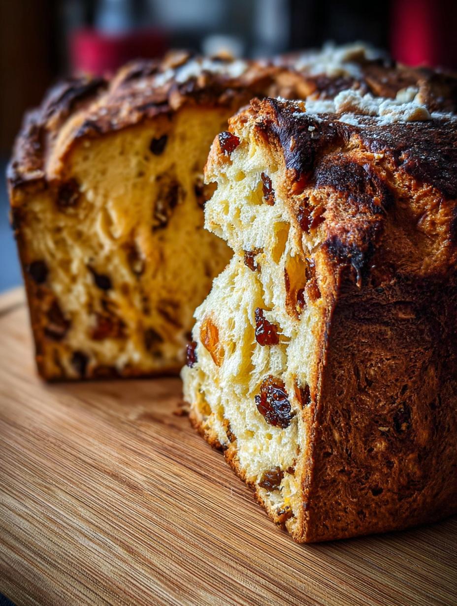 Rebanadas de Delicioso Panettone Español Relleno con frutas confitadas, perfectas para compartir en las fiestas