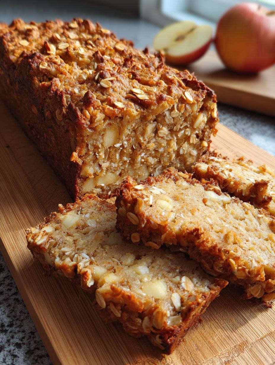 Delicioso Panque Saludable Avena Manzana recién horneado, con trozos de manzana y un toque de canela, listo para disfrutar.