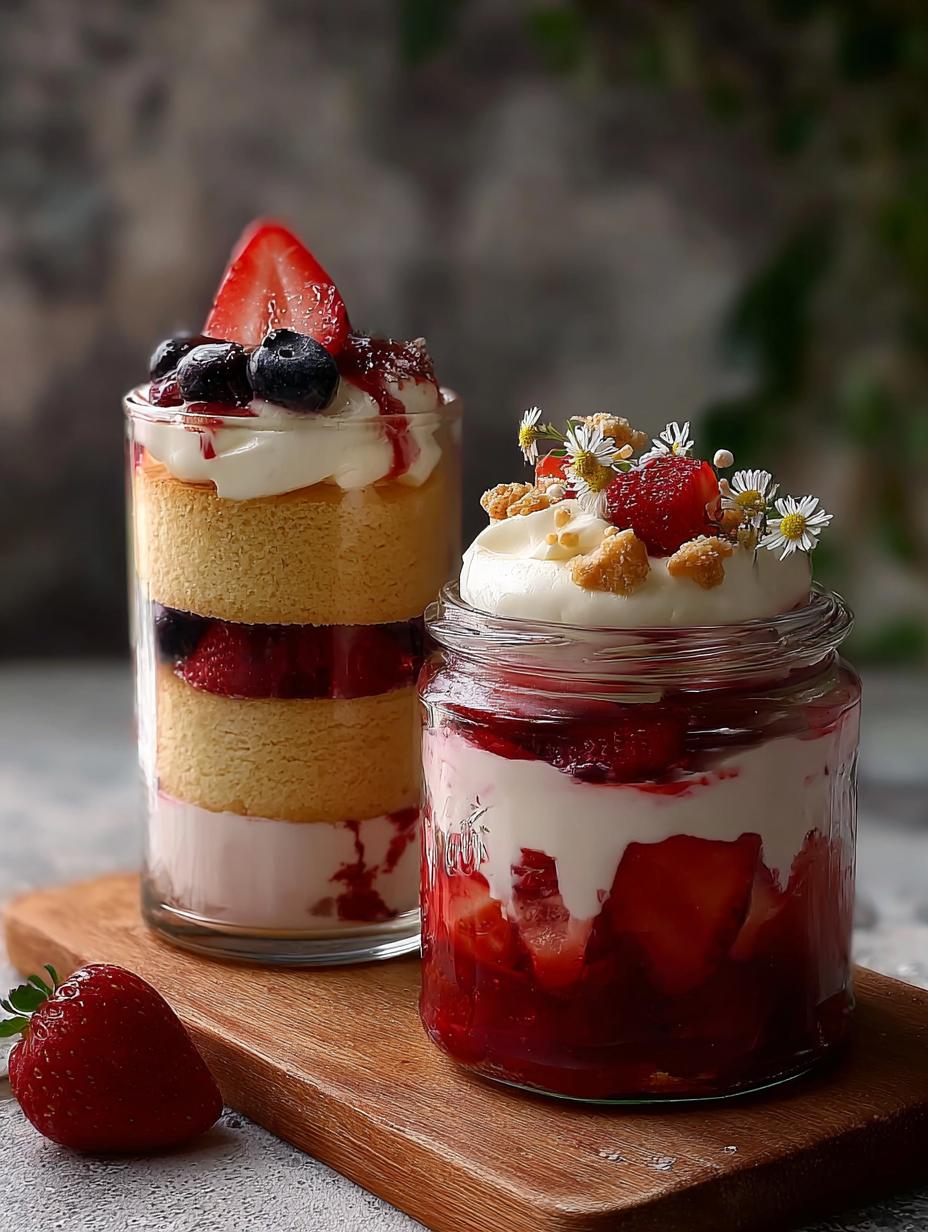 4 Postres Frascos: ¡Un Placer Celestial Garantizado! 245 Deliciosos Postres en Frascos de fresa, chocolate y tarta de queso con arándanos, listos para disfrutar