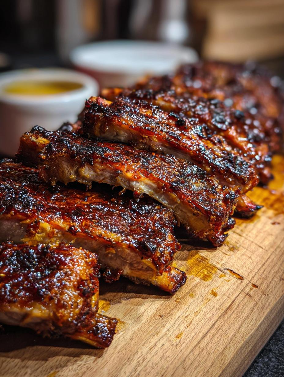 Irresistibles Costillas Horno Jugosas Bien con glaseado caramelizado, listas para servir