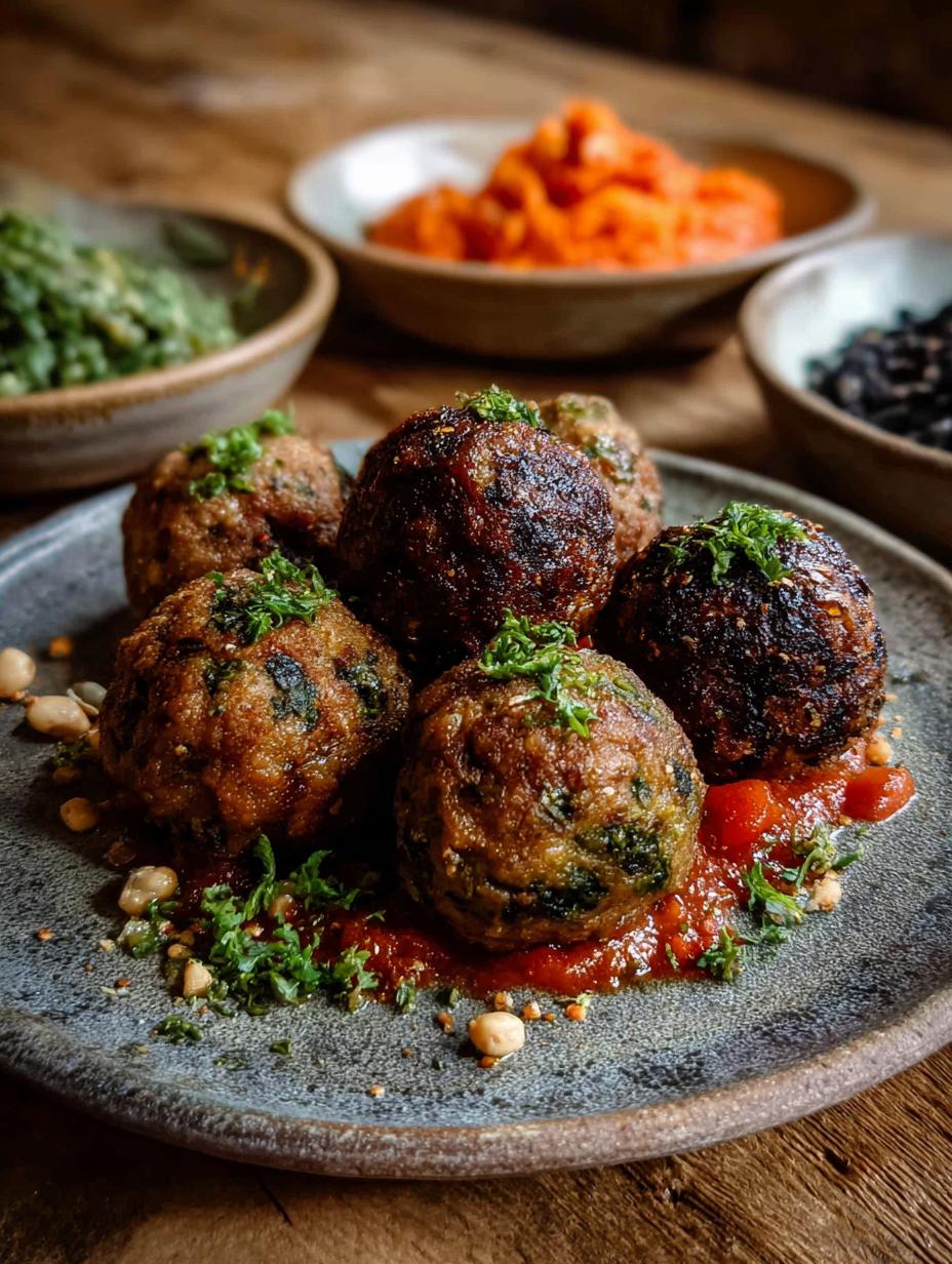 Revolución Albóndiga: ¡9 Secretos Deliciosos! 94 Deliciosas albóndigas maestras en un plato, con salsa de tomate y albahaca, destacando la Revolución Albóndiga Recetas Maestras