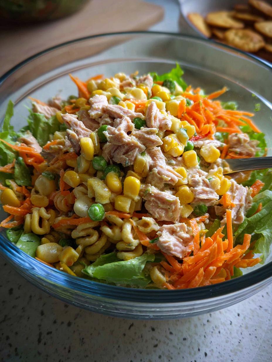 Ensalada Atun: ¡La increíble receta de 6 pasos! 6 Ensalada Atun fresca y colorida en un tazón, lista para disfrutar