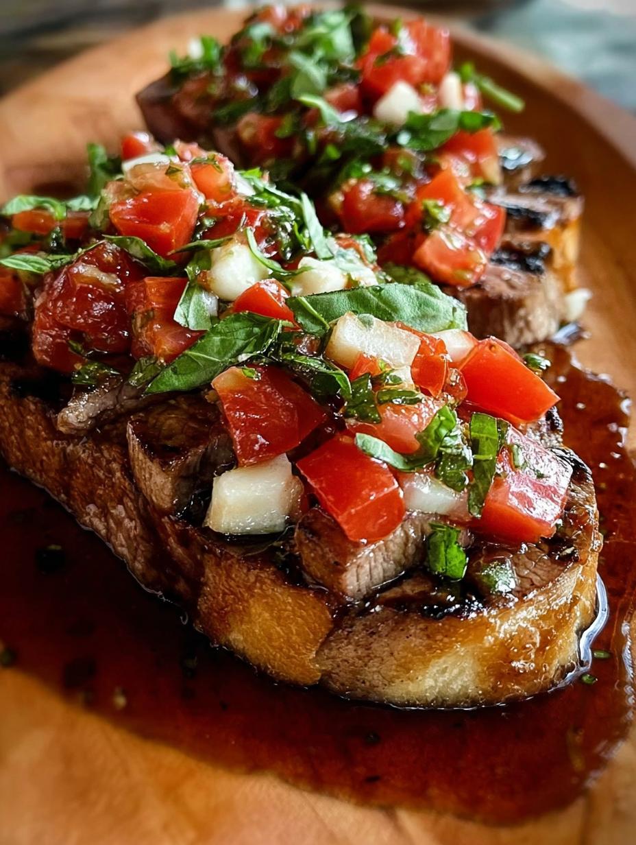 Delicioso Filete Rellenos Bruschetta con tomates frescos y albahaca, listo para servir