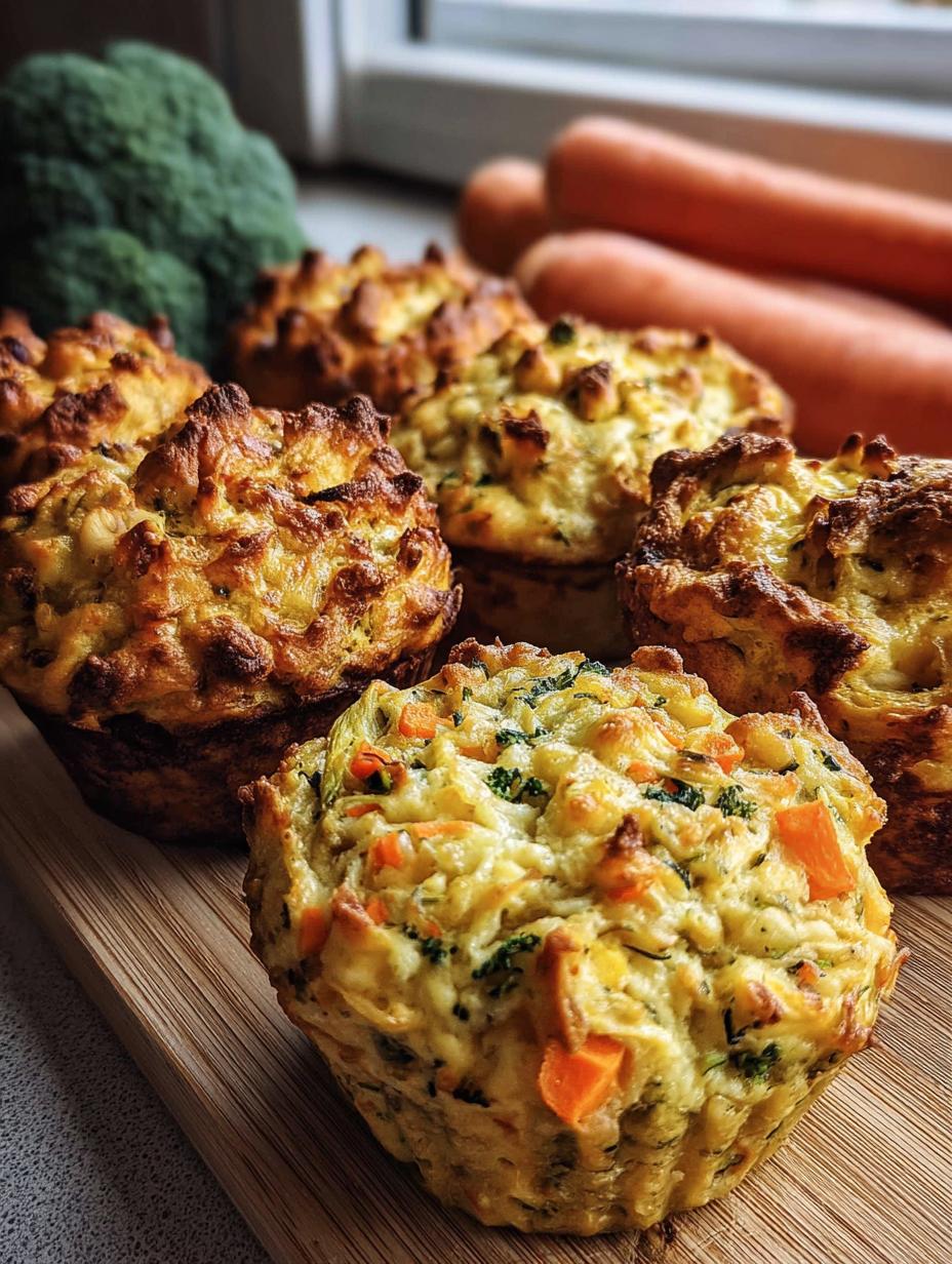 Panquecitos de verduras recién horneados, listos para disfrutar en el desayuno o como snack saludable