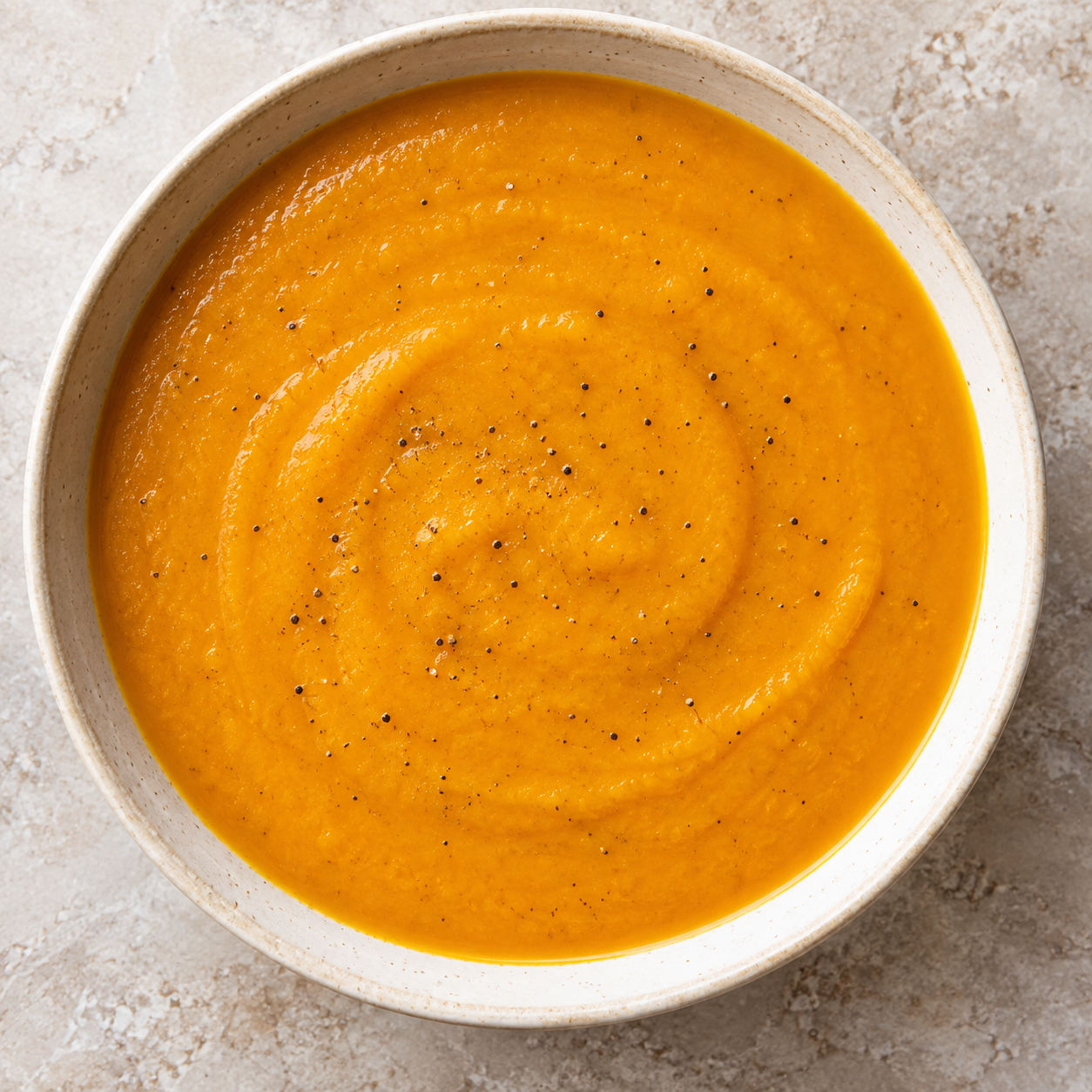 Sopa de calabaza asada con jengibre 93 Sopa de calabaza asada triturada y servida caliente.